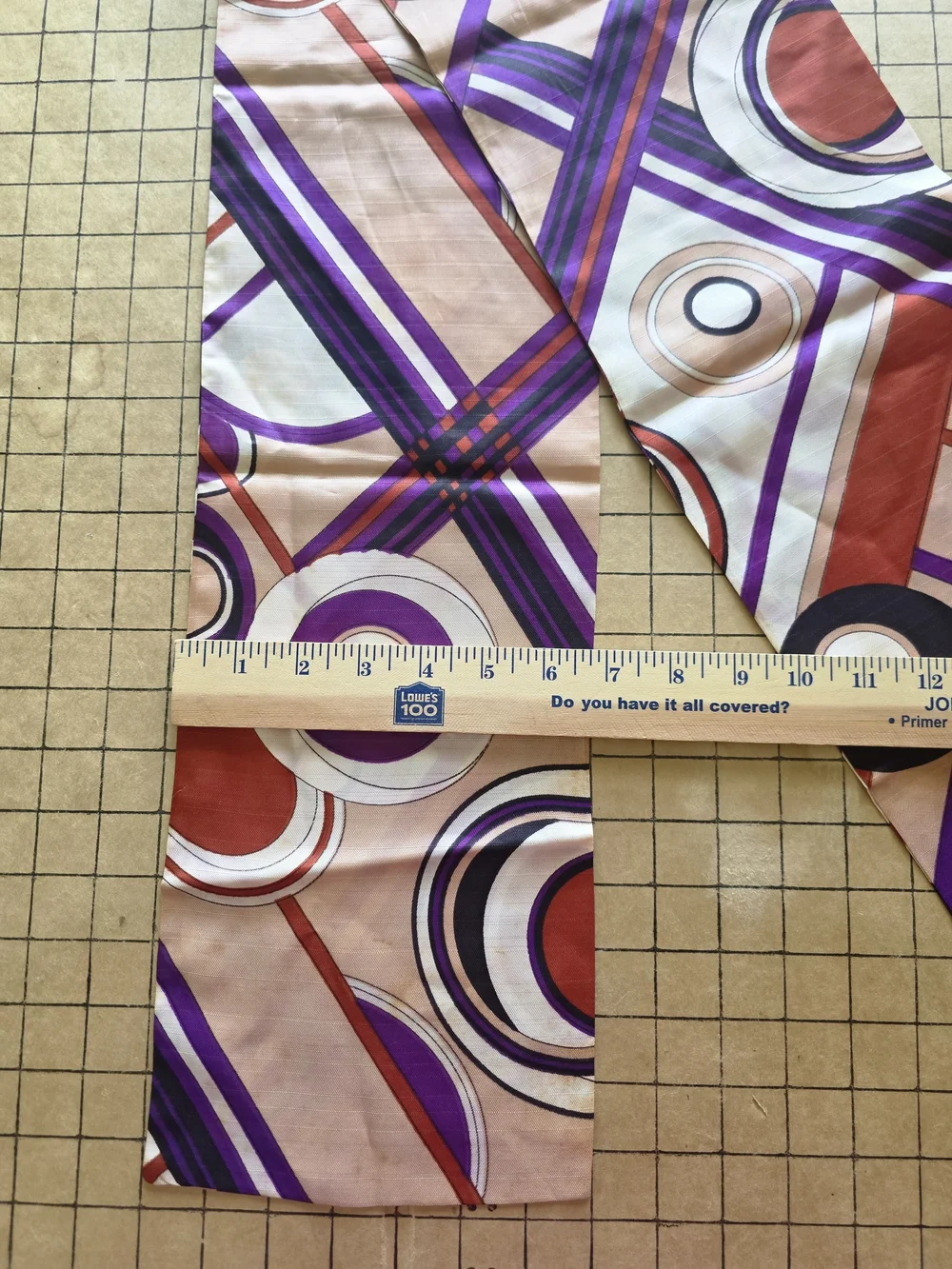 Vintage 1960s Mod Geometric Scarf Pucci Style Abstract Purple Long Neck Mod